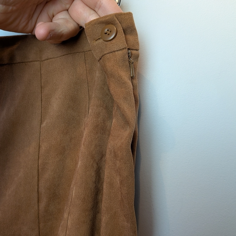 Western Maxi Simili Suede Plus Size Skirt Tan Color Size 14W Dress Barn Zipper - Picture 3 of 8